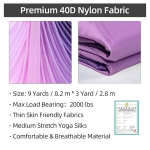 Premium Purple/Pink Ombre Nylon Aerial Silk Fabric 9yds, SILK ONLY, NO HARDWARE!